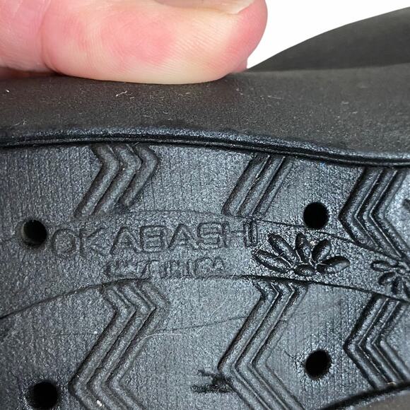 Okabashi Aspire Molded Flip Flop Sandals Sz M/L 8.0-9.0 Black Wedge Heel - Picture 9 of 10